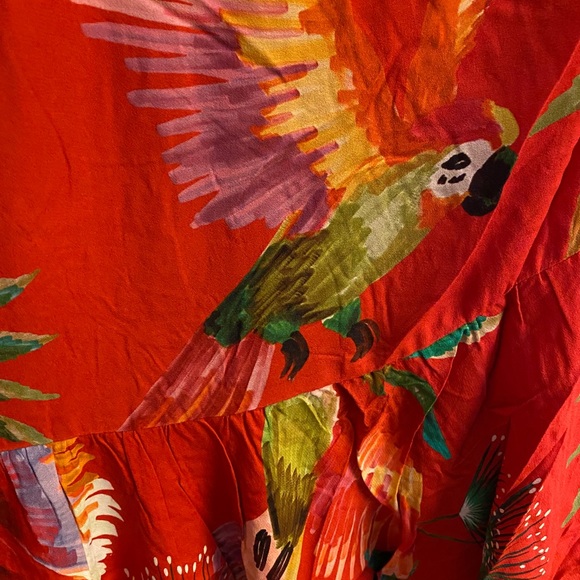 New Farm Rio Red Macaw Bird Print Wrap Dress M - Picture 11 of 15